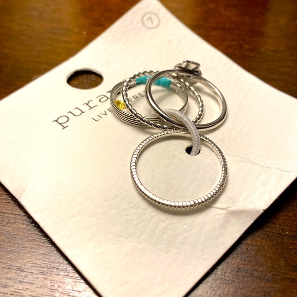 Pura Vida Silver Shell Ring Stack - Brass Base Band, Rhodium Plating - Picture 7 of 7